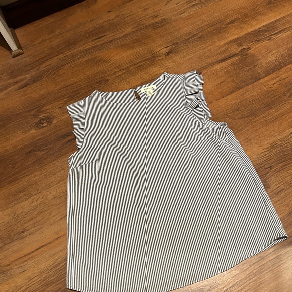 Gray and white striped short sleeve blouse xl by Monteau - Picture 3 of 16